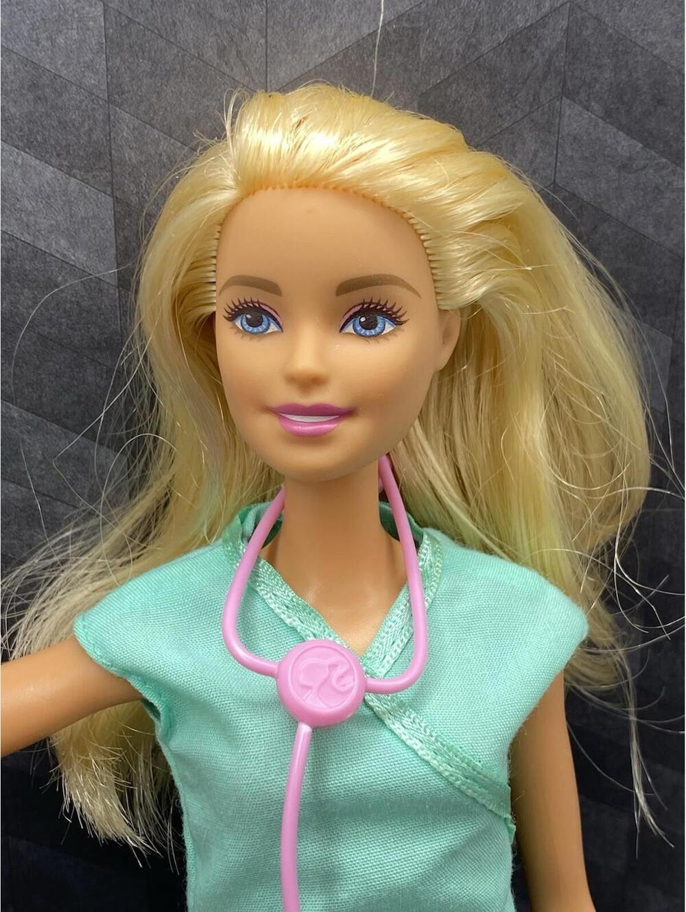 Mattel - Barbie Careers Baby Doctor Doll From Play Set - Blonde, Blue Scrubs B2